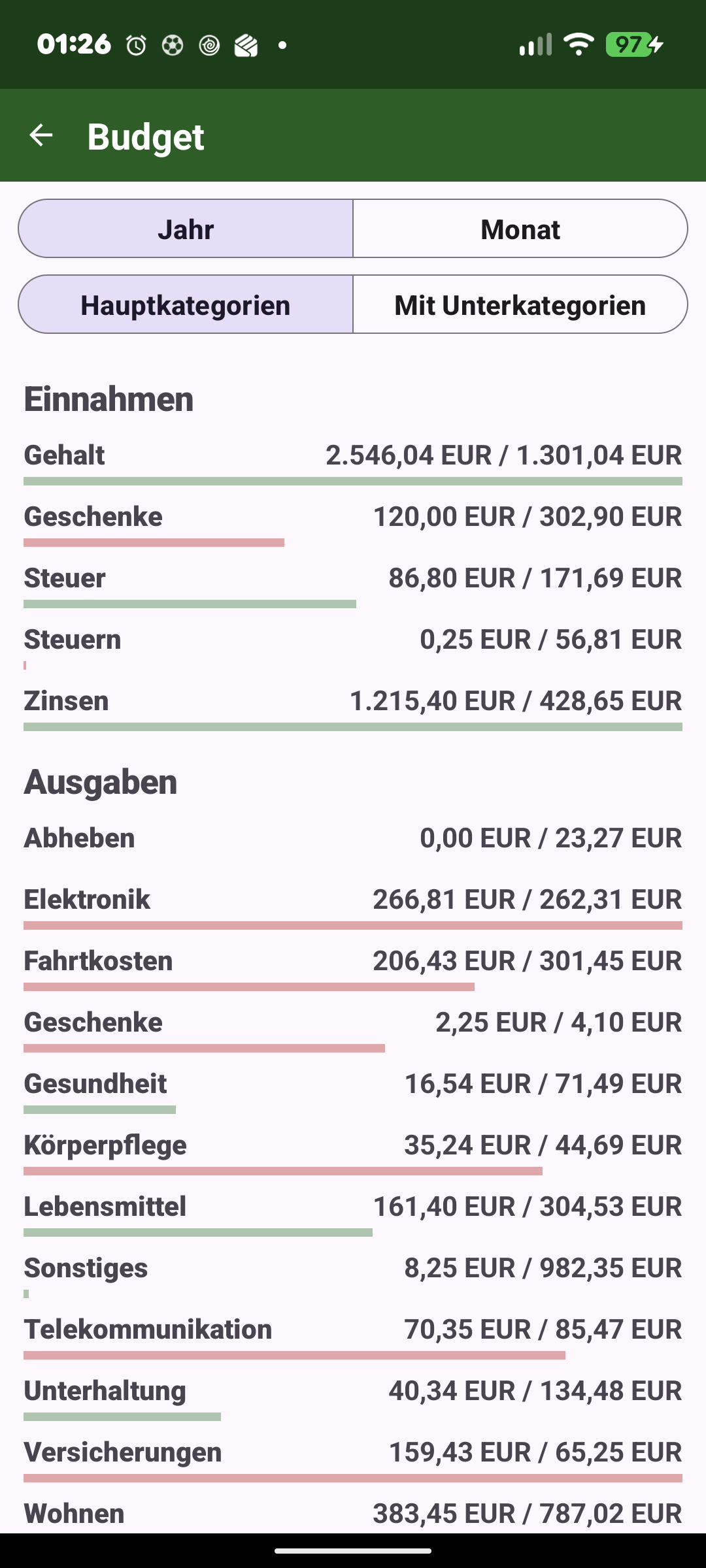 Ausgaben-App: Budget (Ist/Soll)