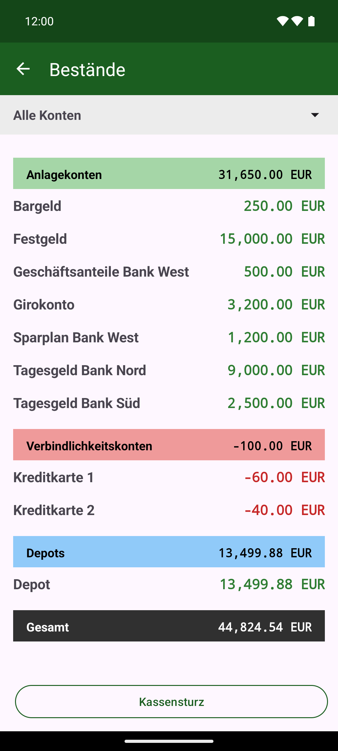 KMySync: Bestände – Anlage-, Verbindlichkeits- und Depotkonten