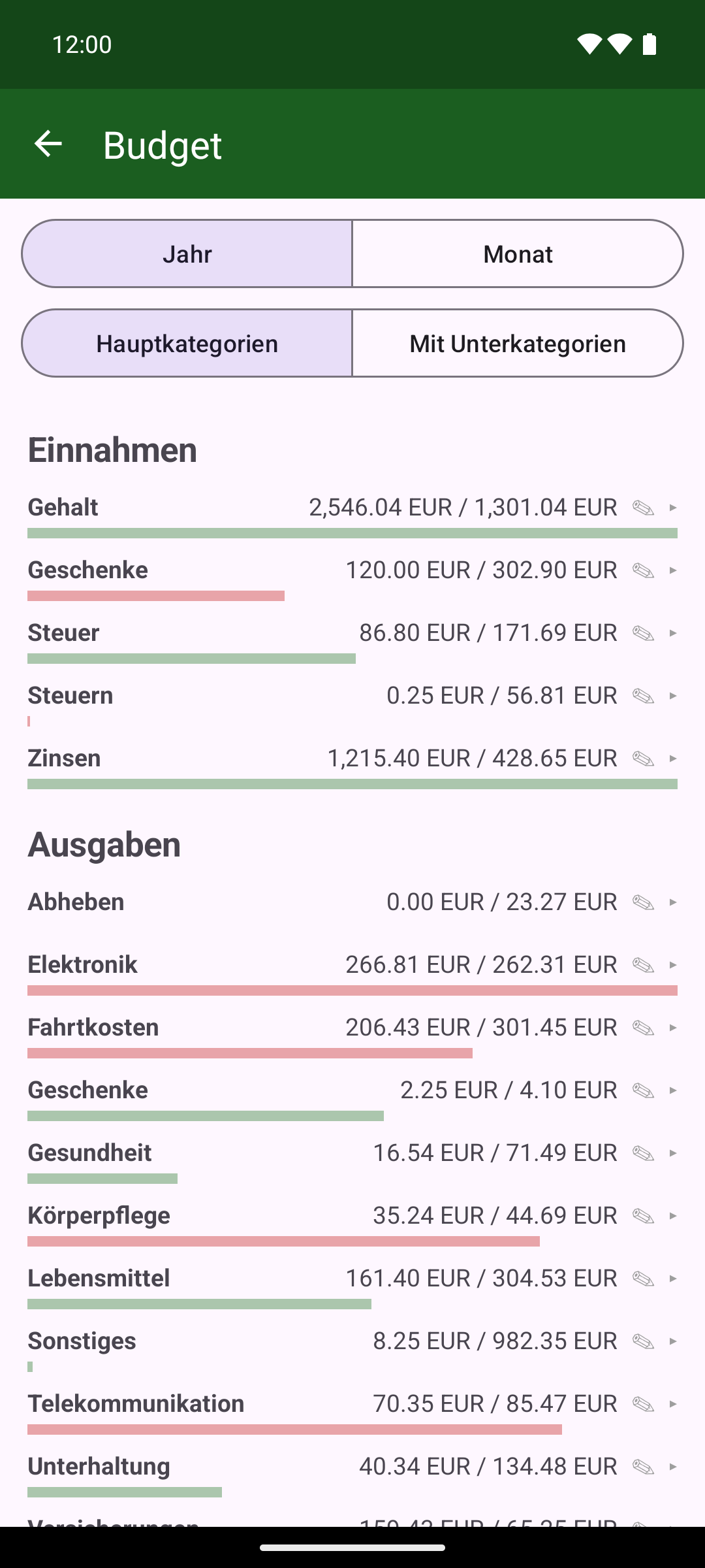 KMySync: Budget im Ist/Soll-Vergleich
