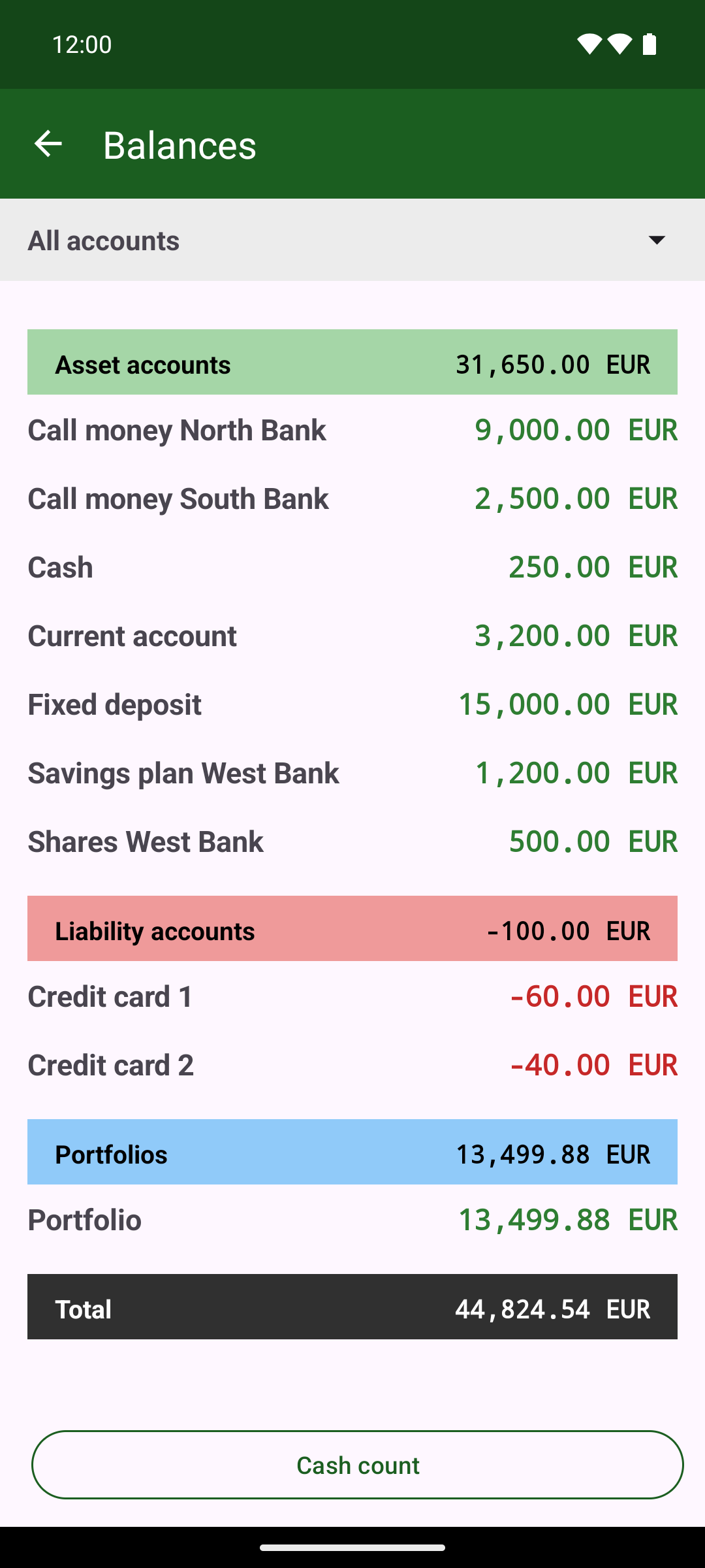 KMySync: balances – asset, liability and portfolio accounts