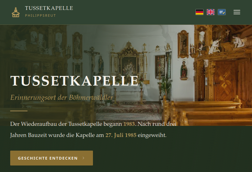 Tussetkapelle: Startseite der neuen Vereins-Homepage